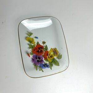 Vintage Chance Pilkington Glass Serving Dish Gold Rim